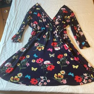 No boundaries floral and butterfly print skater style dress